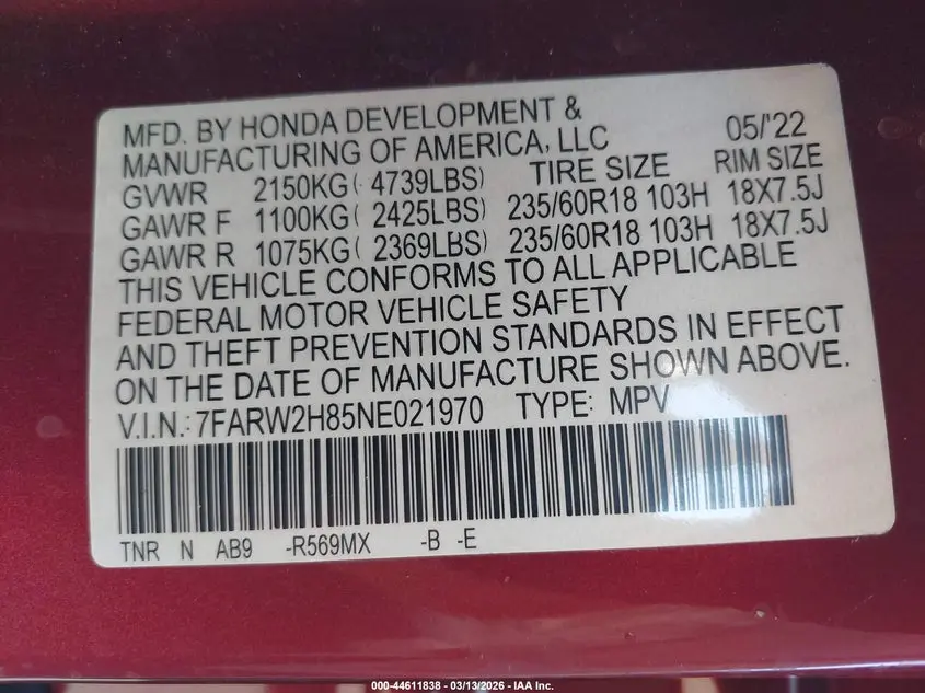 2022 HONDA CR-V AWD EX-L