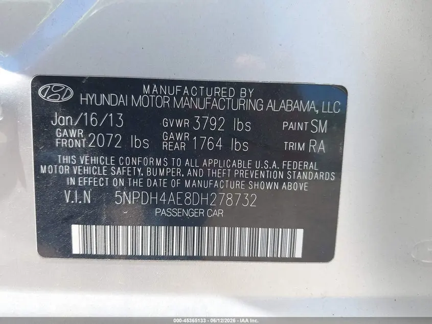 2013 HYUNDAI ELANTRA GLS