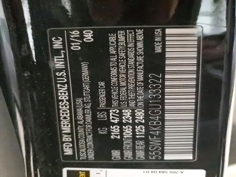 2016 MERCEDES-BENZ C 300 4MATIC  