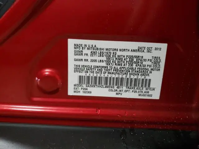 2013 MITSUBISHI OUTLANDER SPORT SE  