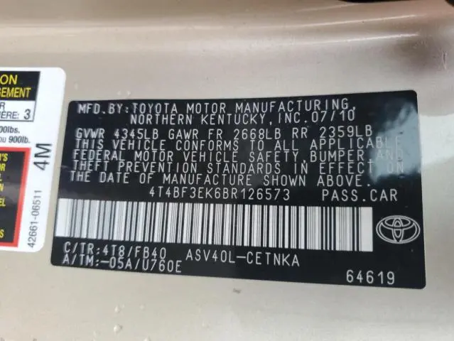 2011 TOYOTA CAMRY BASE  