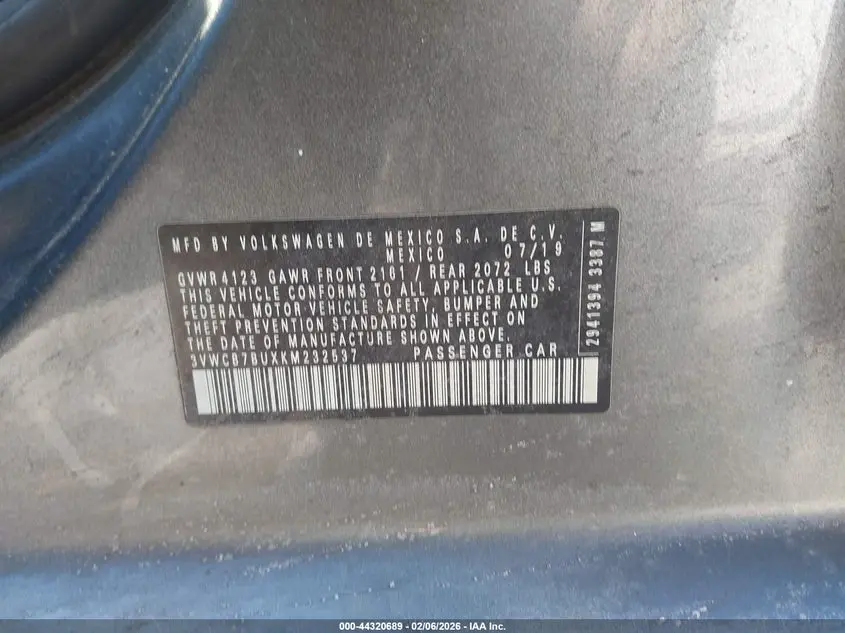 2019 VOLKSWAGEN JETTA 1.4T R-LINE/1.4T S/1.4T SE