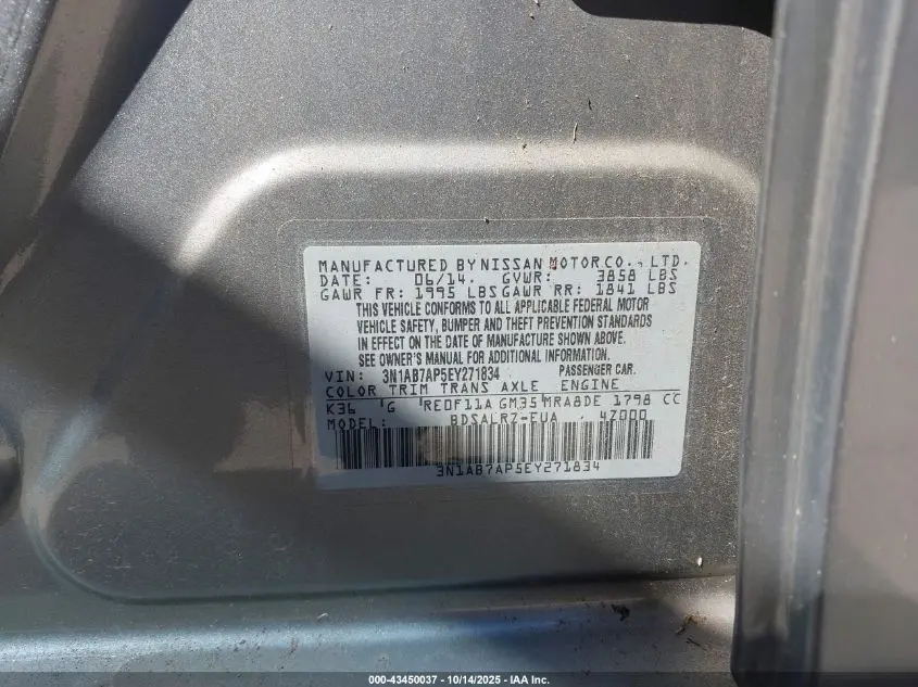 2014 NISSAN SENTRA SR