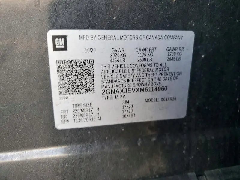 2021 CHEVROLET EQUINOX LT  