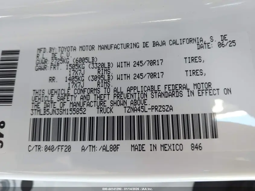 2025 TOYOTA TACOMA SR5