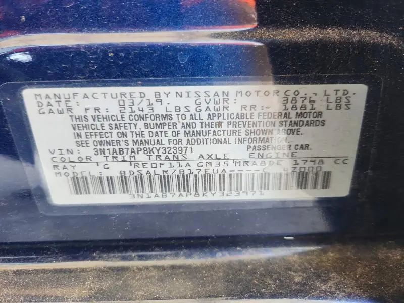 2019 NISSAN SENTRA SR  