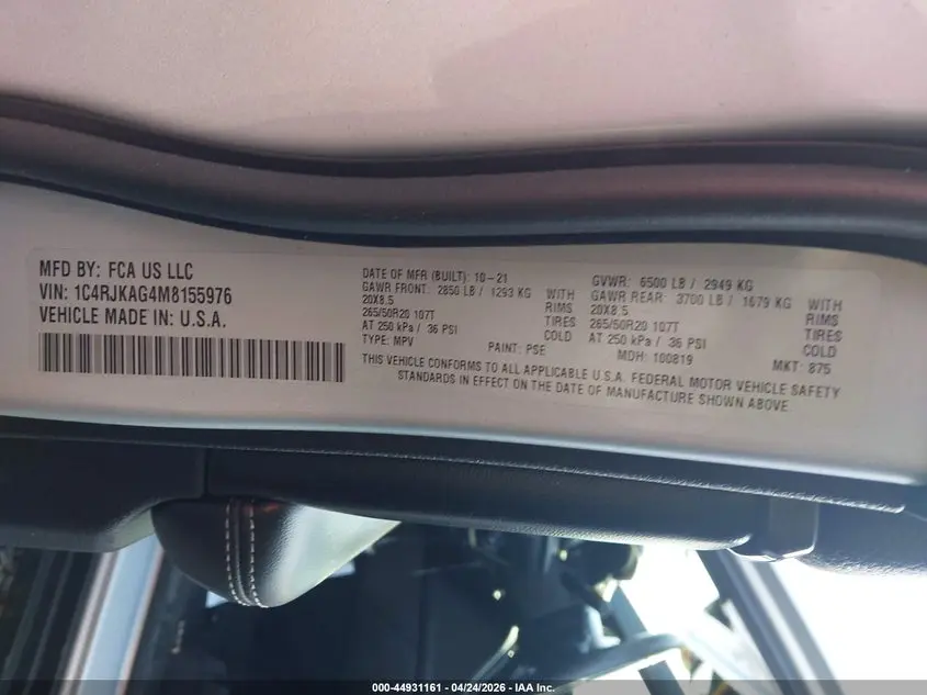 2021 JEEP GRAND CHEROKEE L ALTITUDE 4X4