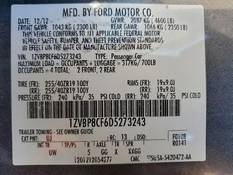 2013 FORD MUSTANG GT  