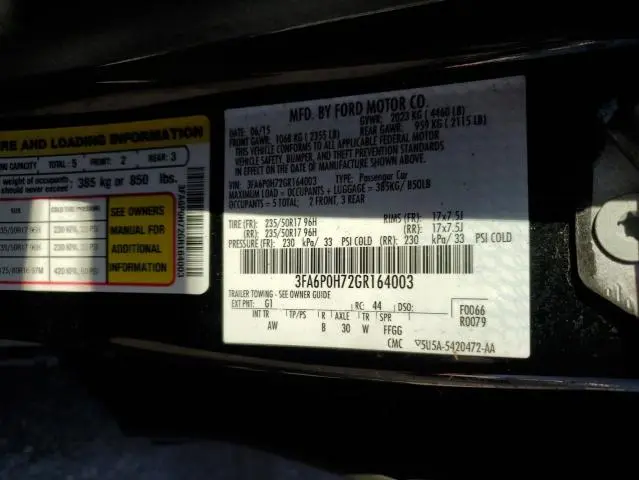 2016 FORD FUSION SE
