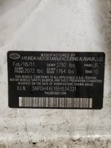 2011 HYUNDAI ELANTRA GLS  