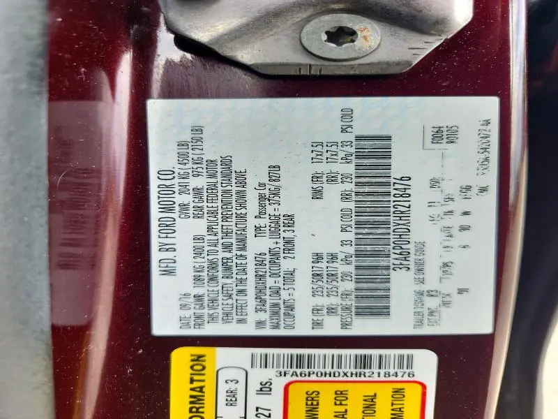 2017 FORD FUSION SE  