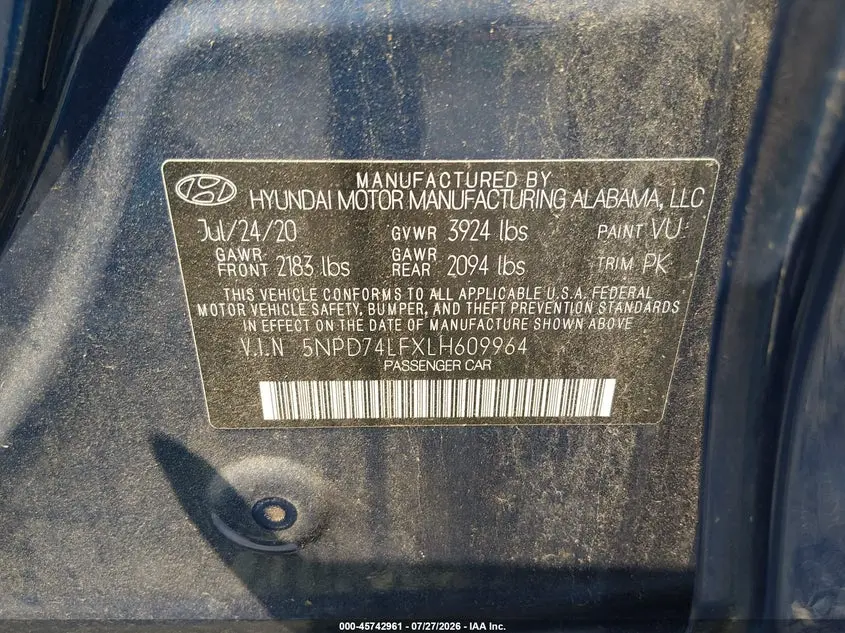 2020 HYUNDAI ELANTRA SE