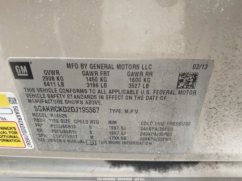 2013 BUICK ENCLAVE LEATHER