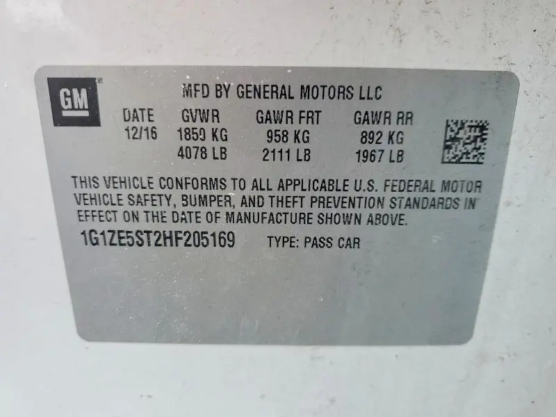 2017 CHEVROLET MALIBU LT  