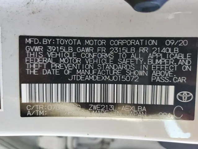 2021 TOYOTA COROLLA LE  