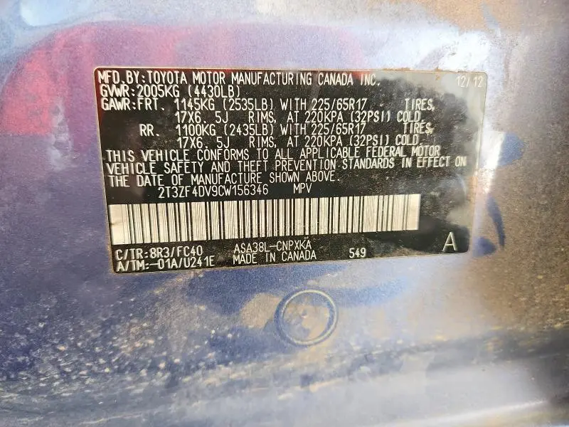 2012 TOYOTA RAV4 BASE  