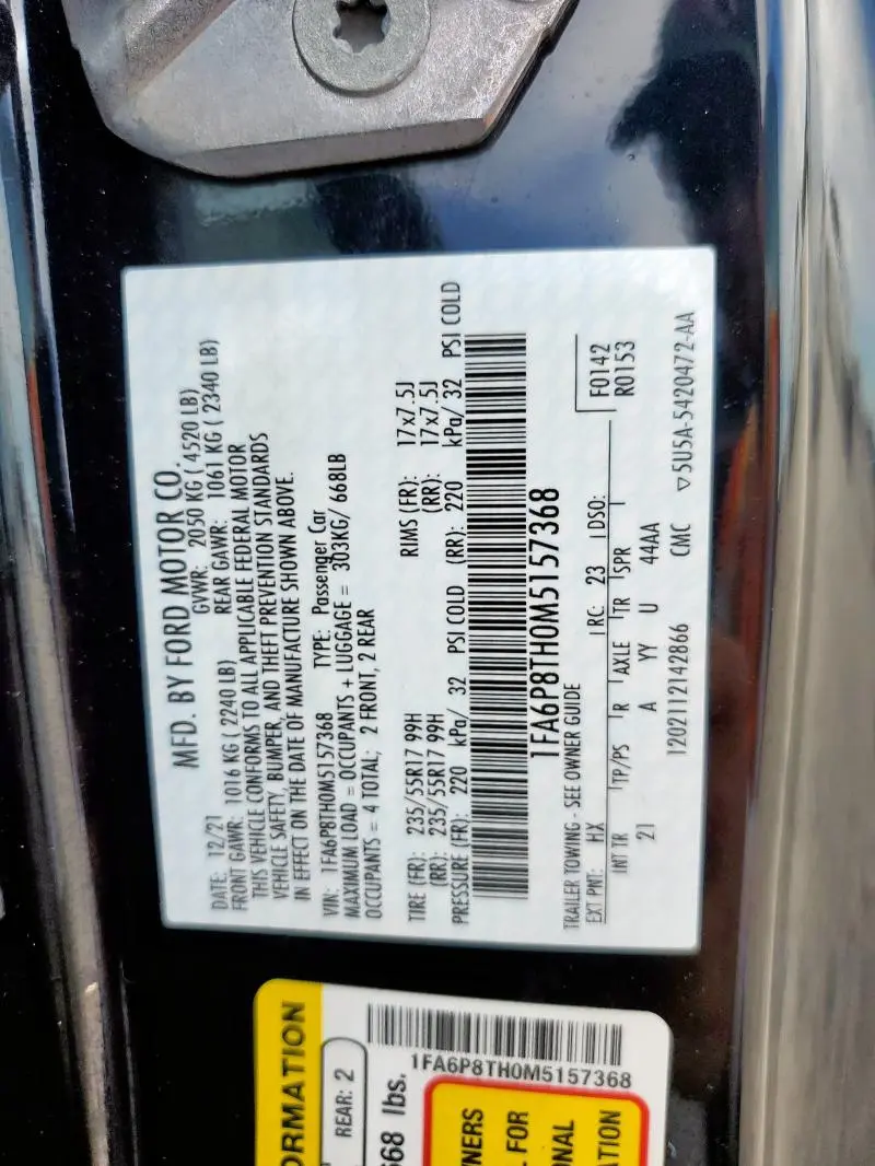 2021 FORD MUSTANG   