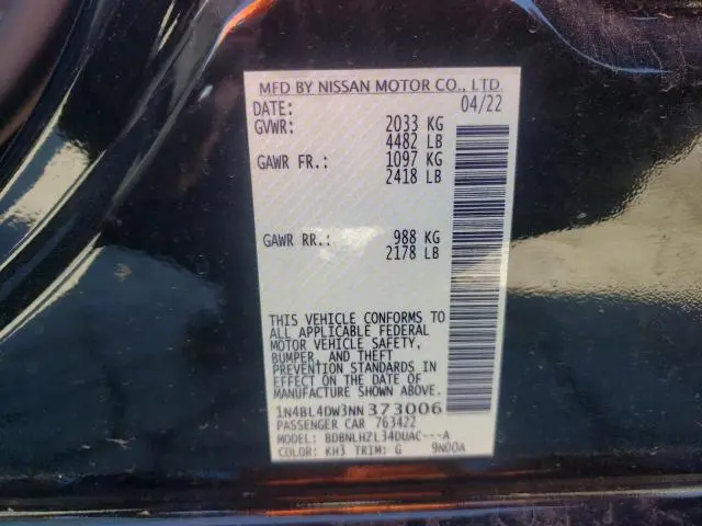 2022 NISSAN ALTIMA SV  