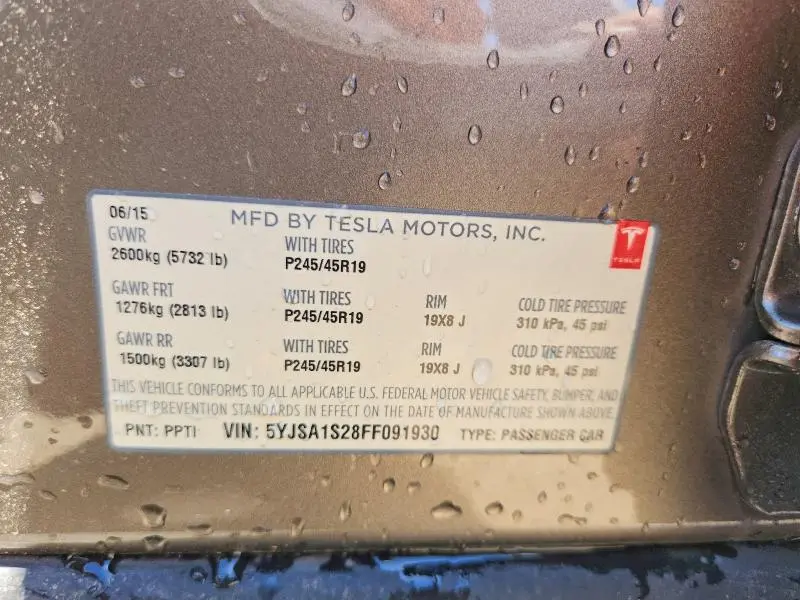 2015 TESLA MODEL S 70D  