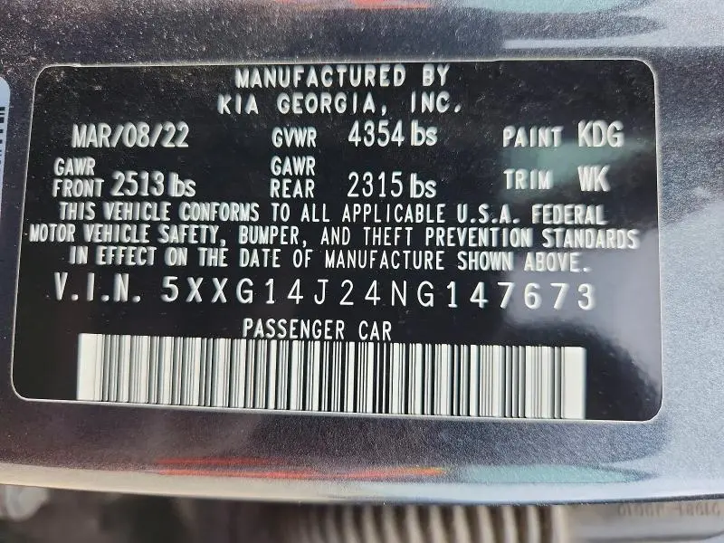 2022 KIA K5 LXS  