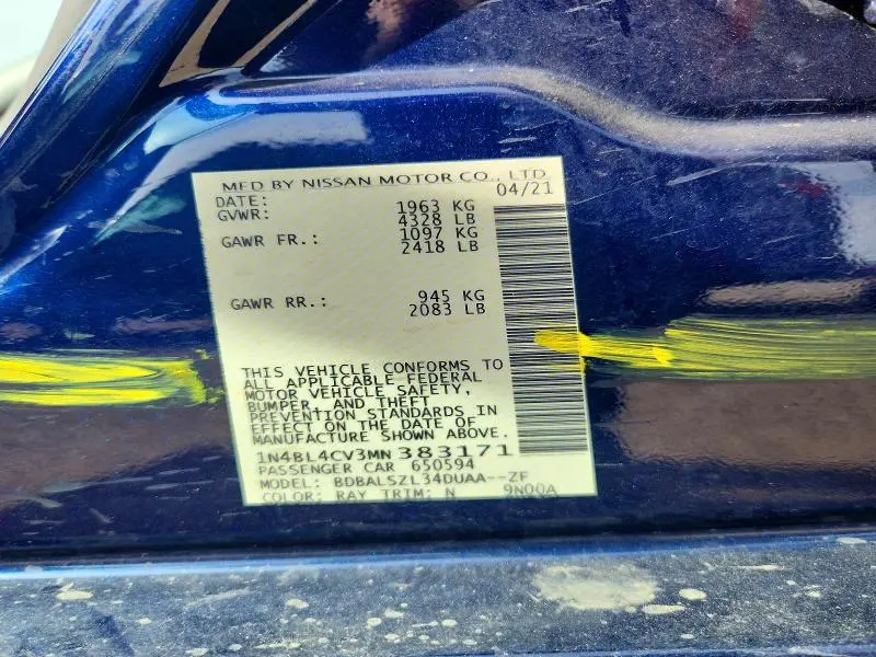 2021 NISSAN ALTIMA SR  
