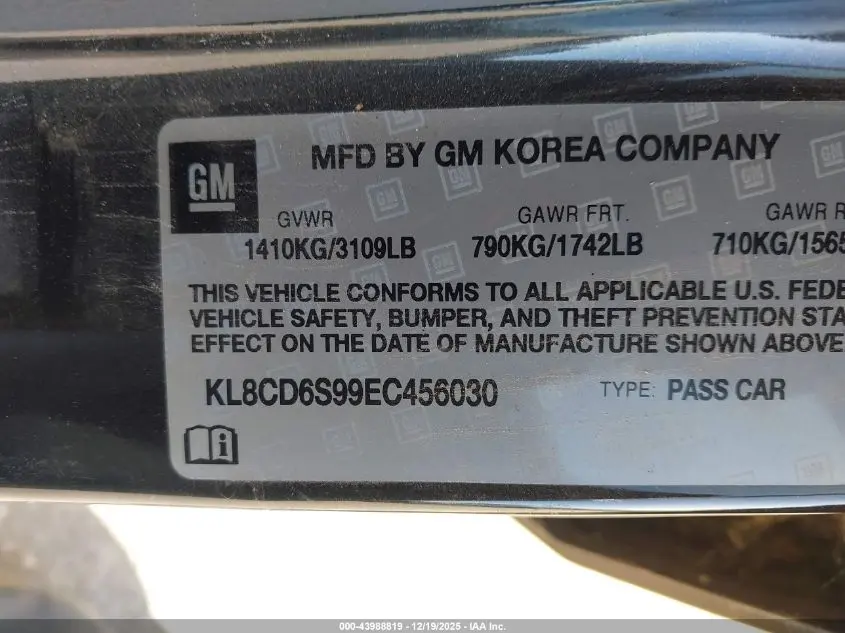 2014 CHEVROLET SPARK 1LT AUTO