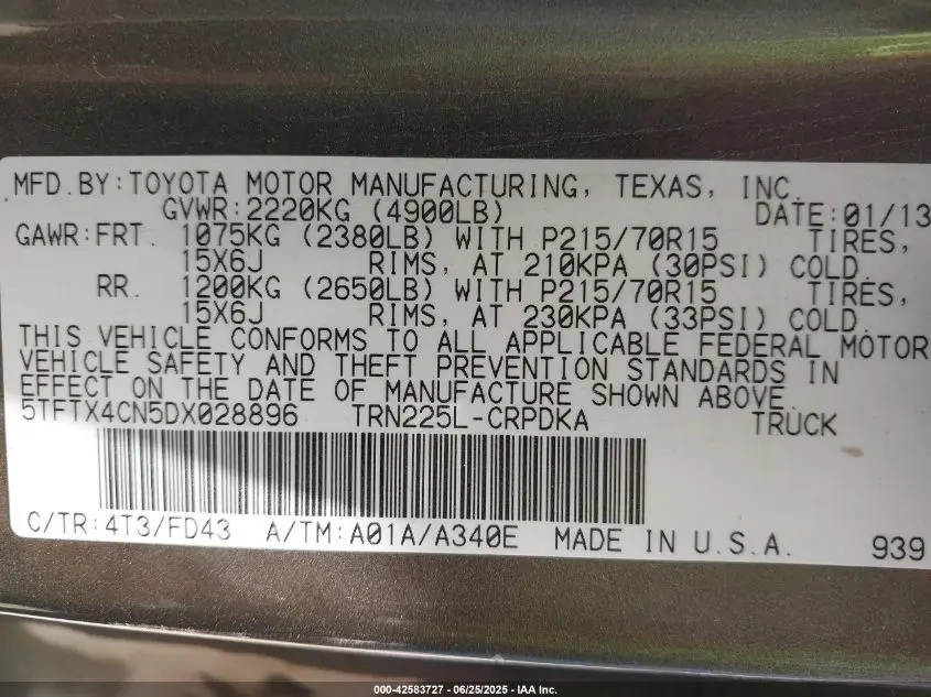 2013 TOYOTA TACOMA  