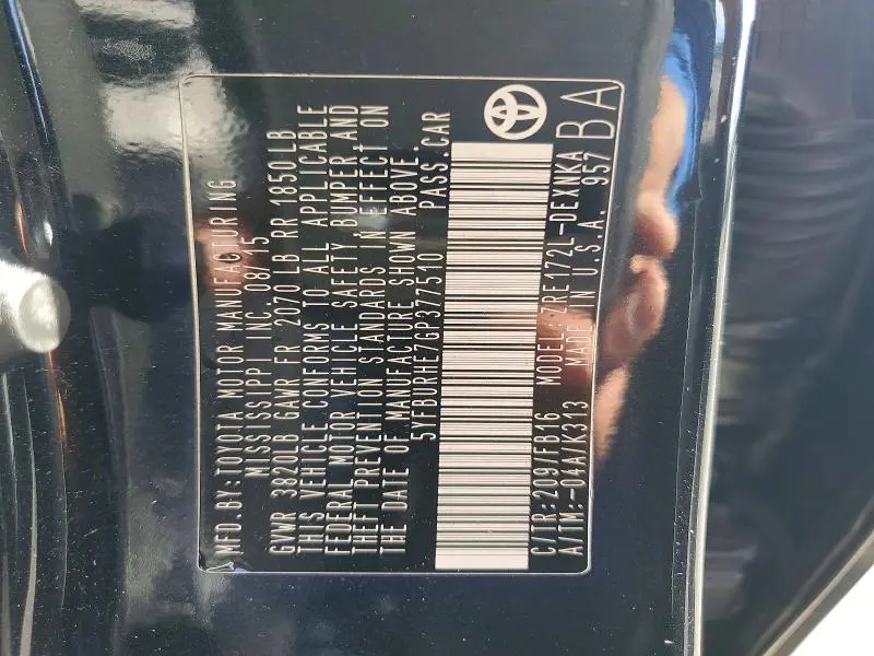 2016 TOYOTA COROLLA L  