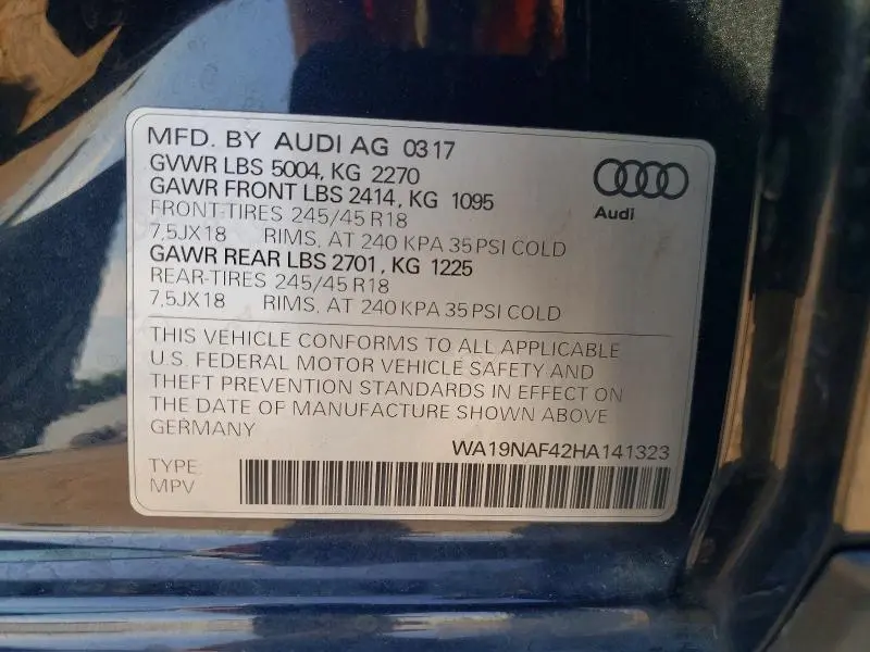 2017 AUDI A4 ALLROAD PRESTIGE  
