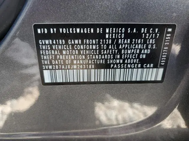 2018 VOLKSWAGEN JETTA S  