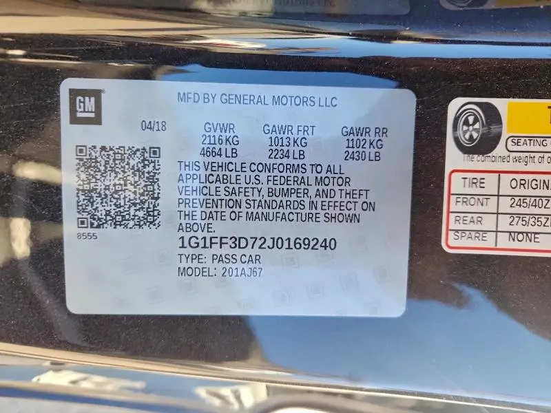 2018 CHEVROLET CAMARO SS  