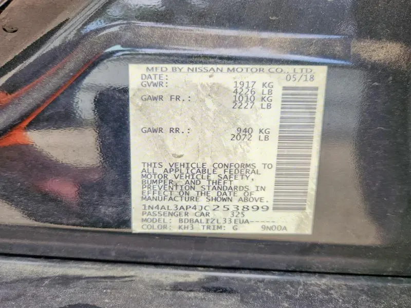 2018 NISSAN ALTIMA 2.5 SV  