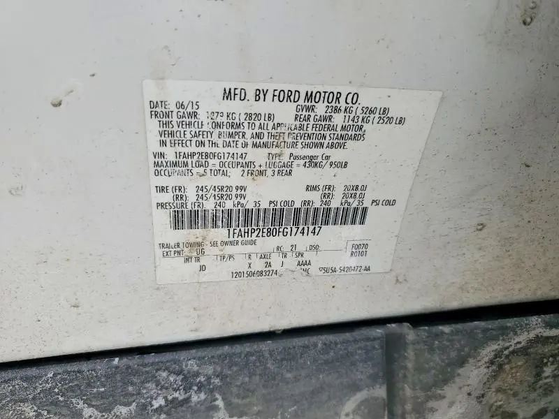 2015 FORD TAURUS SEL  