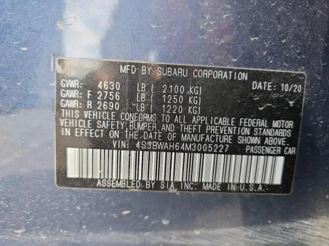 2021 SUBARU LEGACY SPORT  