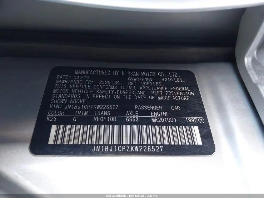 2019 NISSAN ROGUE SPORT S