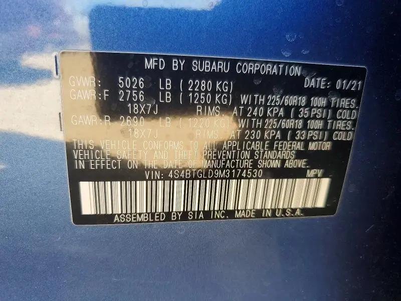 2021 SUBARU OUTBACK ONYX EDITION XT  