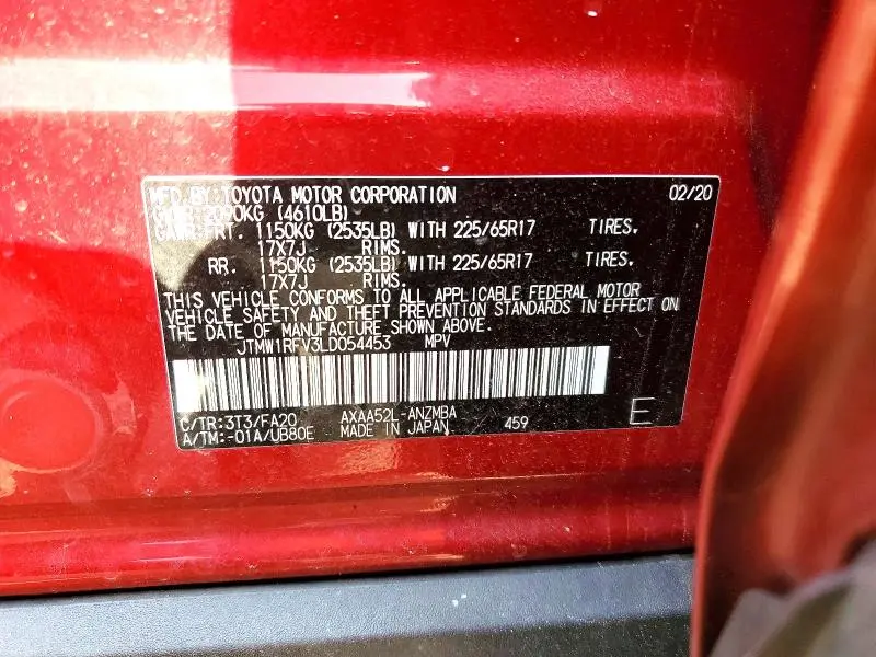 2020 TOYOTA RAV4 XLE  