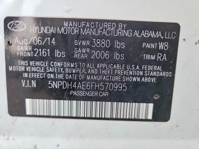 2015 HYUNDAI ELANTRA SE  