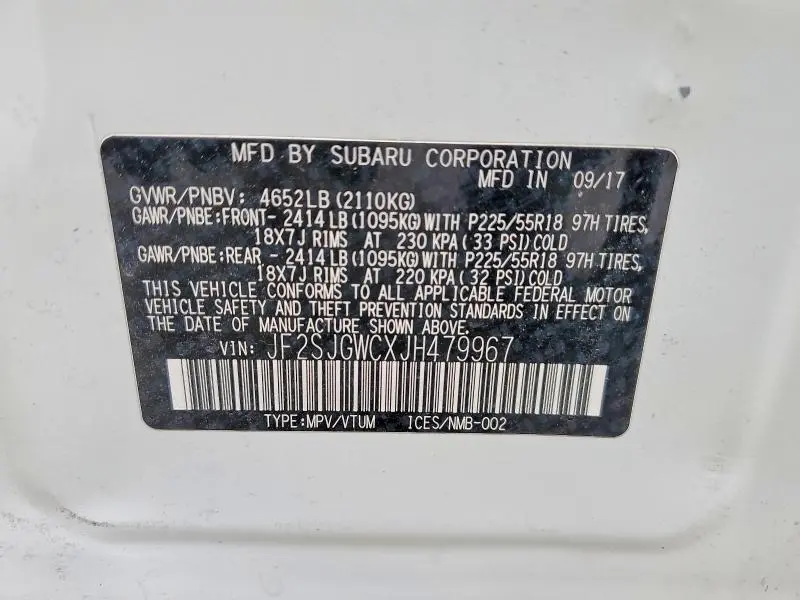 2018 SUBARU FORESTER 2.0XT TOURING  