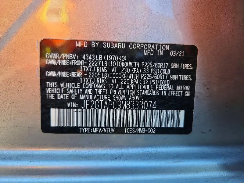 2021 SUBARU CROSSTREK PREMIUM  