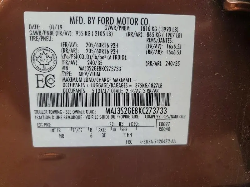 2019 FORD ECOSPORT SE  