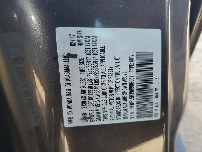2017 HONDA ODYSSEY SE  