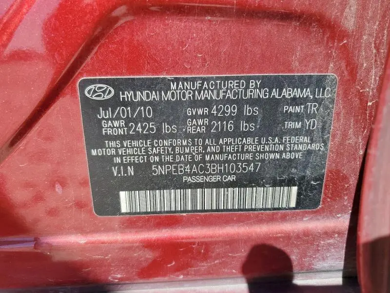 2011 HYUNDAI SONATA GLS  