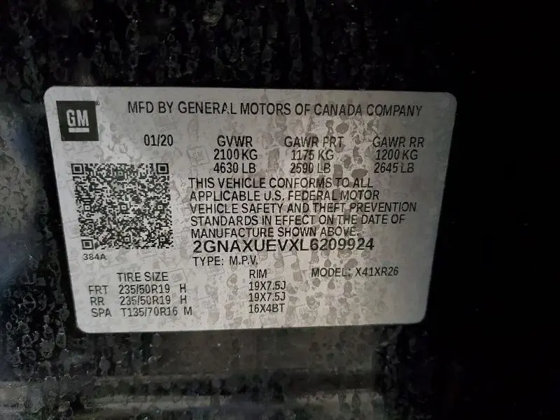 2020 CHEVROLET EQUINOX LT  
