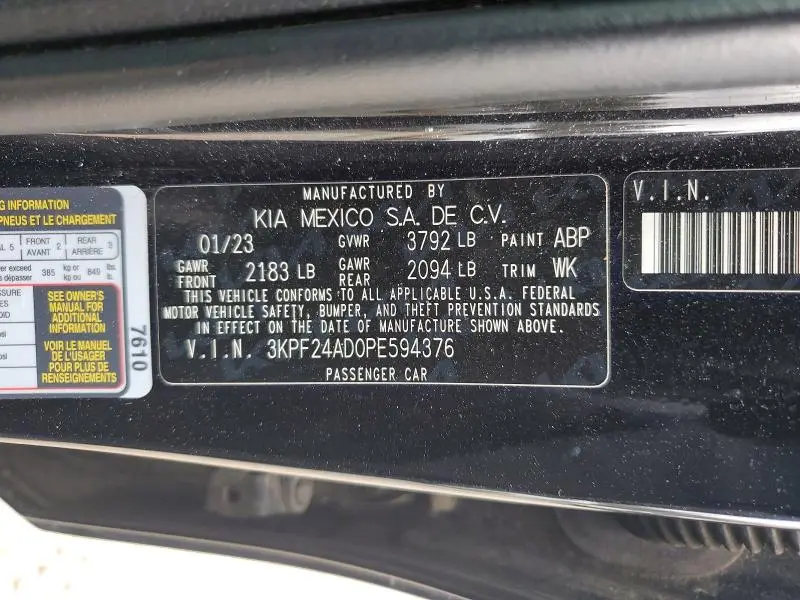 2023 KIA FORTE LXS  