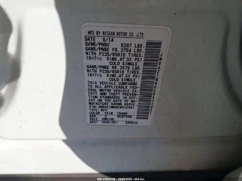 2014 NISSAN MURANO SL