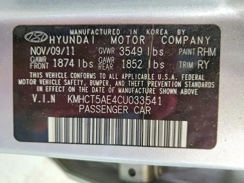 2012 HYUNDAI ACCENT   