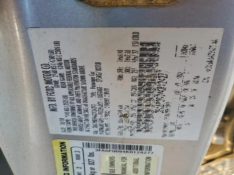 2019 FORD FUSION TITANIUM  