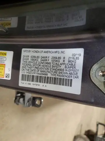 2019 HONDA ACCORD LX  