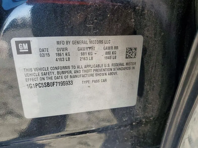 2015 CHEVROLET CRUZE LT  
